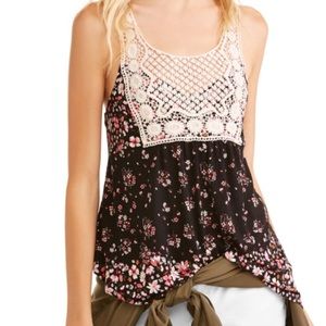 Floral Navy Blue - Crochet Top